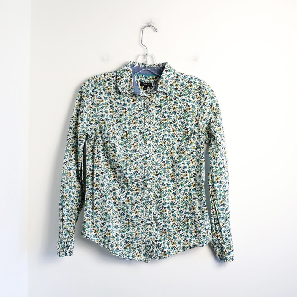 Talbots women's shirt ditsy floral print Liberty mushrooms fairycore 4 Small